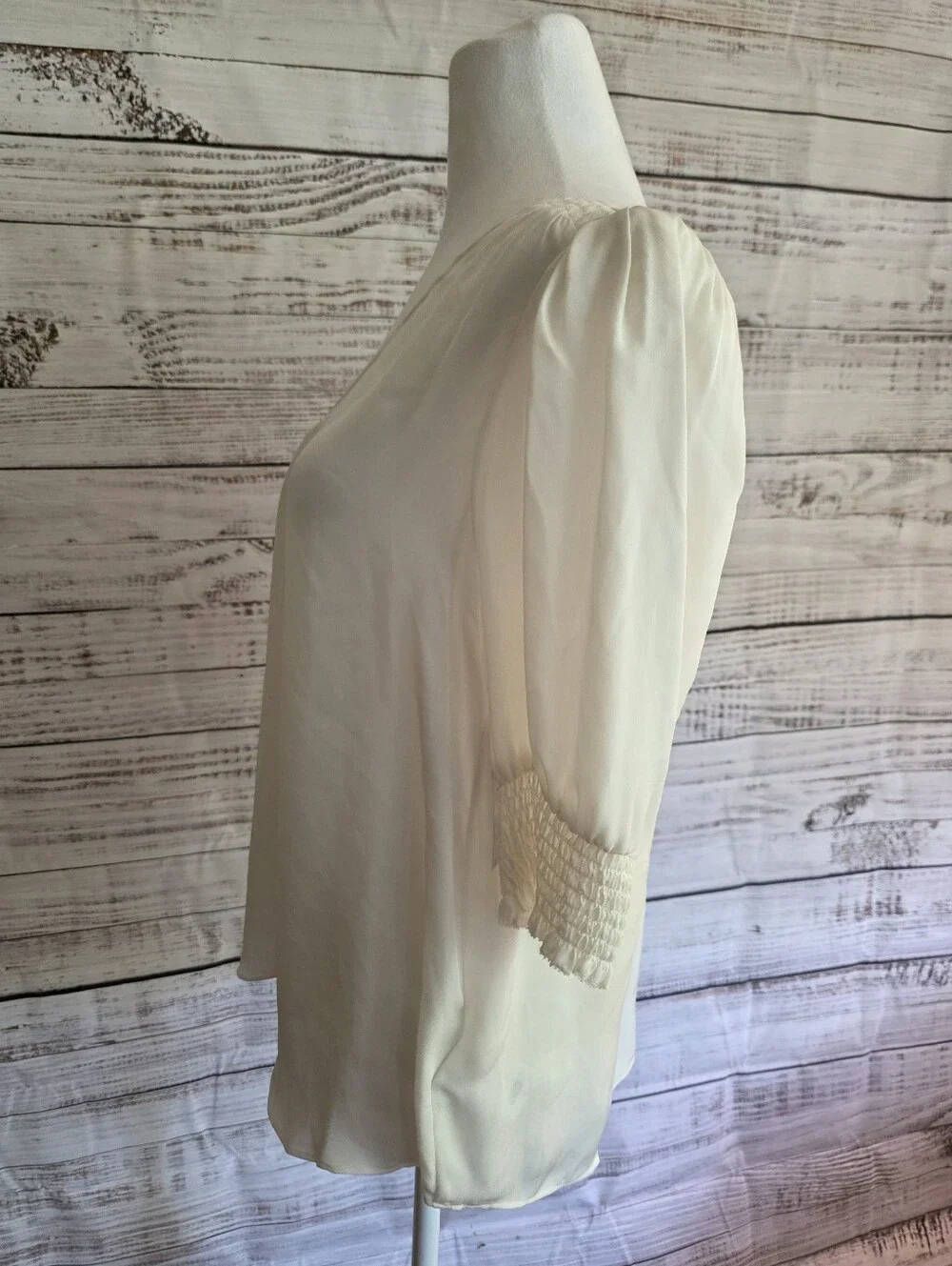 NWT Joie Ivory 100% Silk Short Sleeve Blouse Size Large